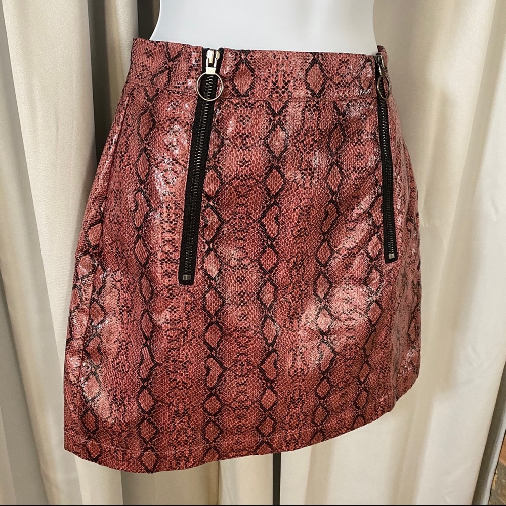 Lazy Oaf Pink Zipper Rattlesnake Mini A Line Skirt - image 5